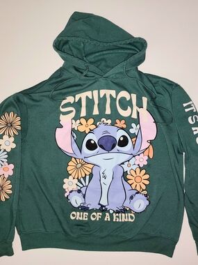Disney Stitch lightweight hoodie women's size Large "One of a kind"